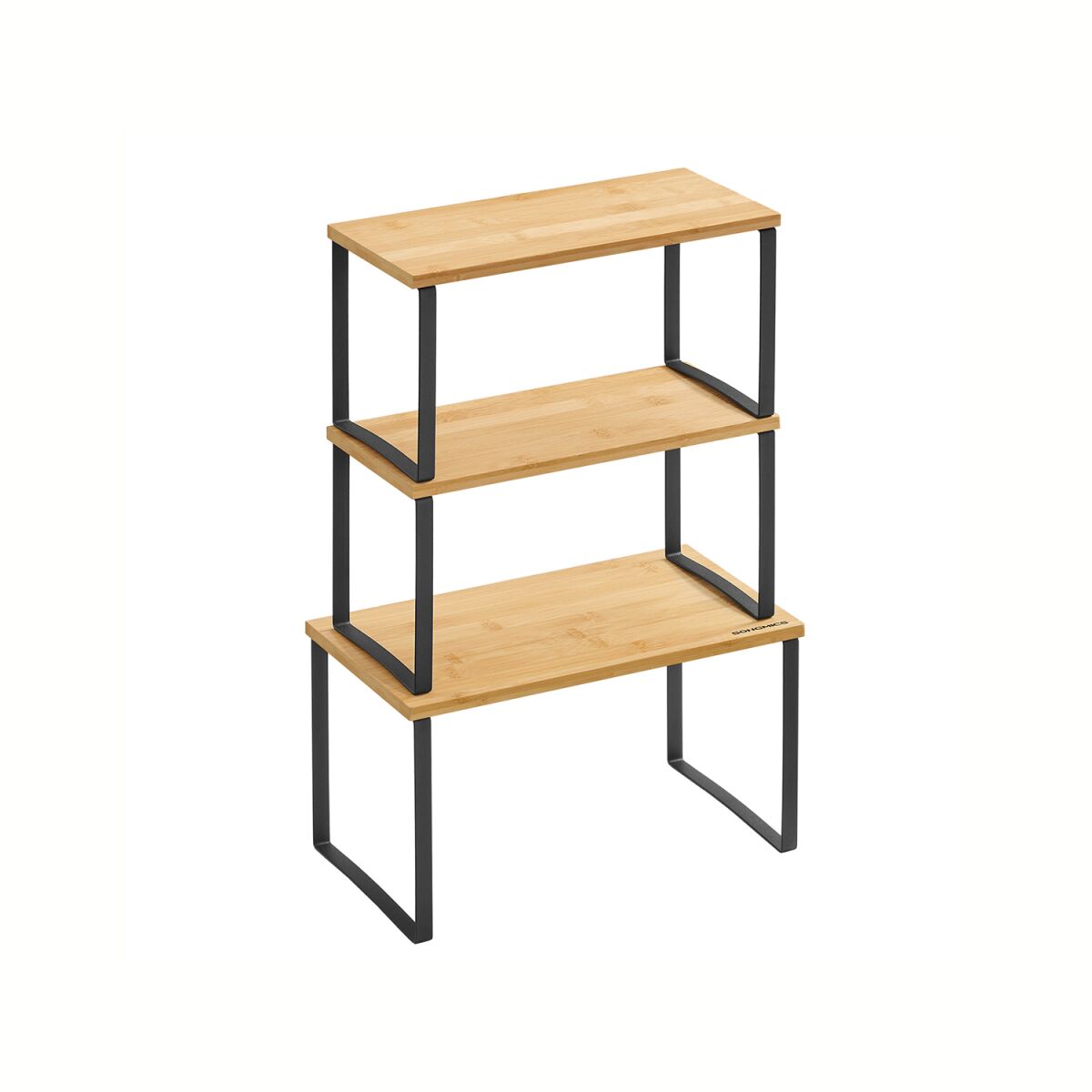 Spice Rack 3-Piece Set in Metal and Bamboo Ink Black-Natural Beige