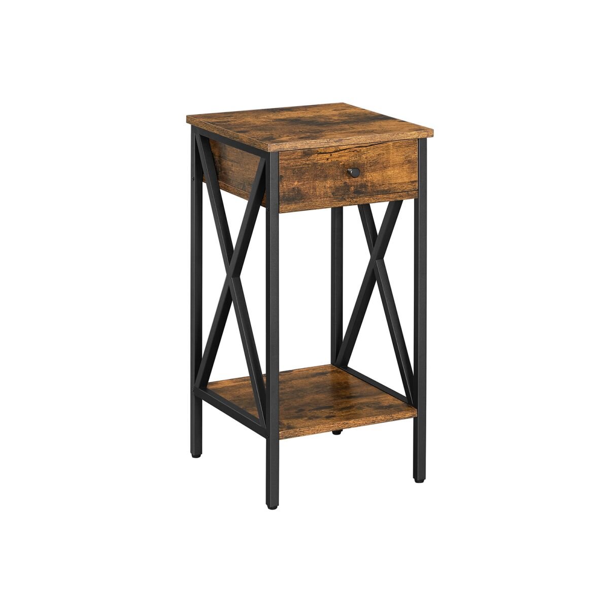 Nightstand Side Table Vintage Brown-Black