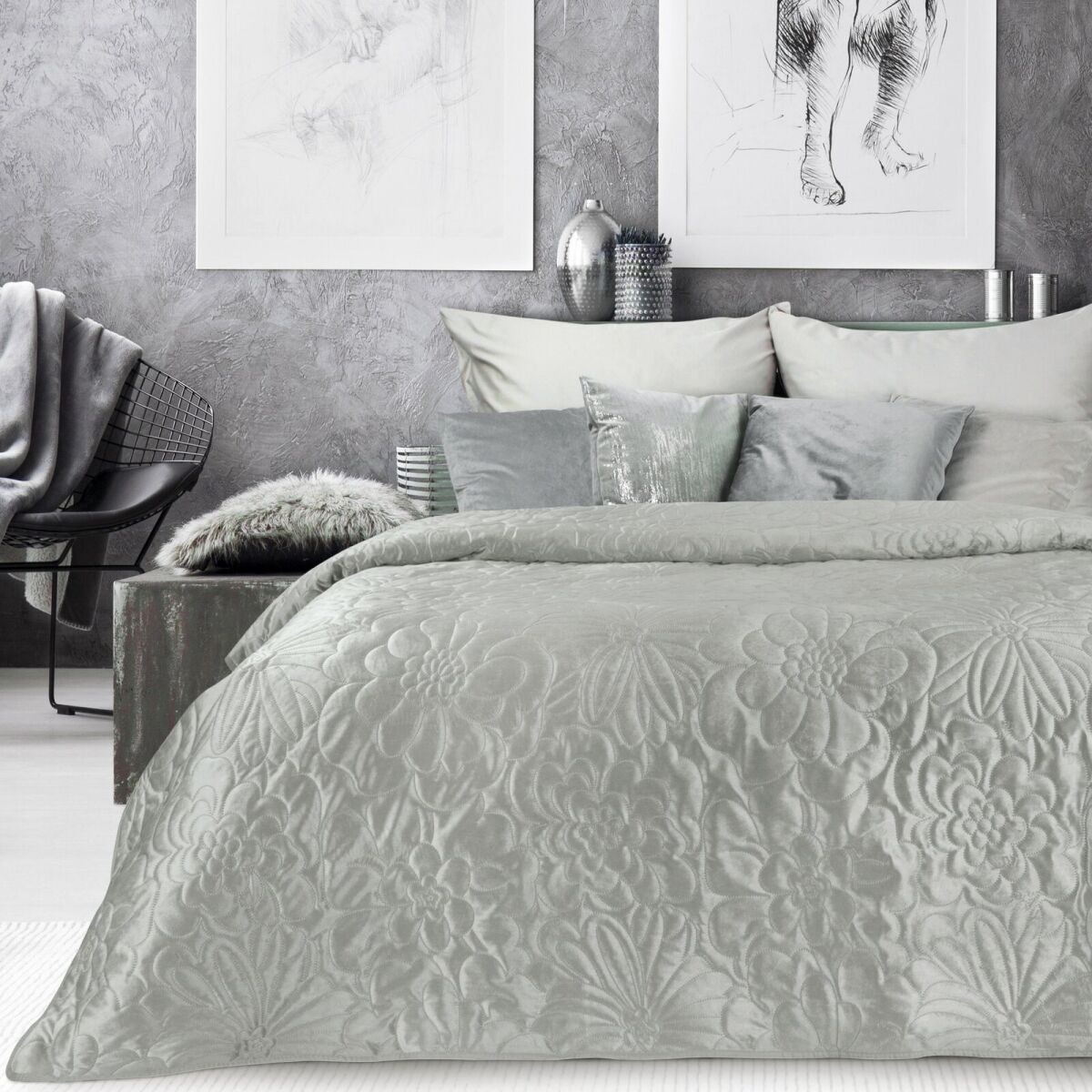 Ariel Bedspread – Silver, 230 x 260 cm