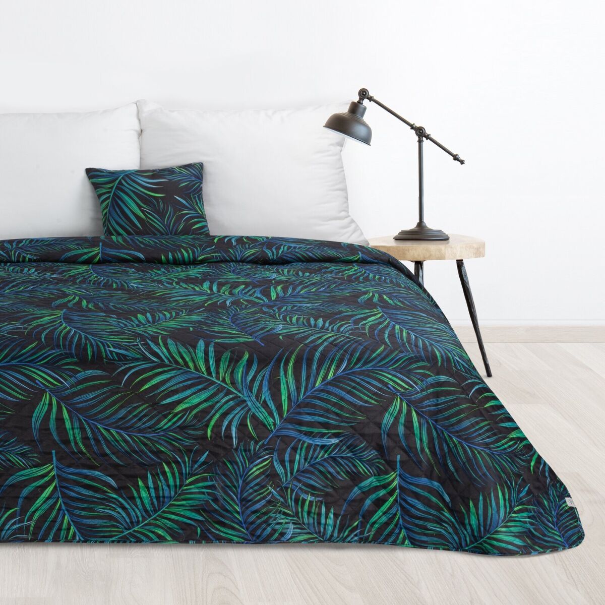 Bedspread D91 Palms 01 Black 170 x 210 cm