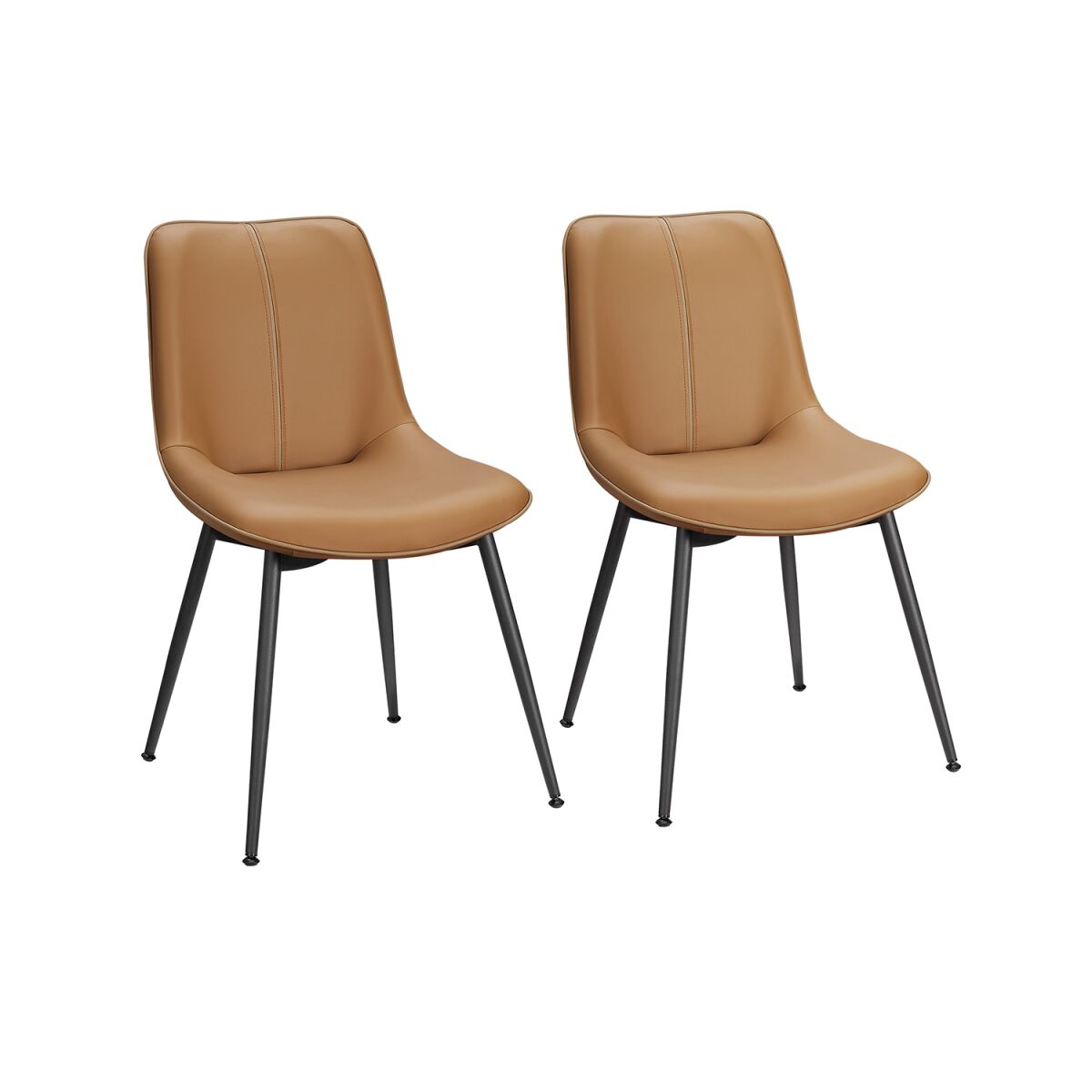 Dining Chair Set of 2 with Backrest Caramel Brown