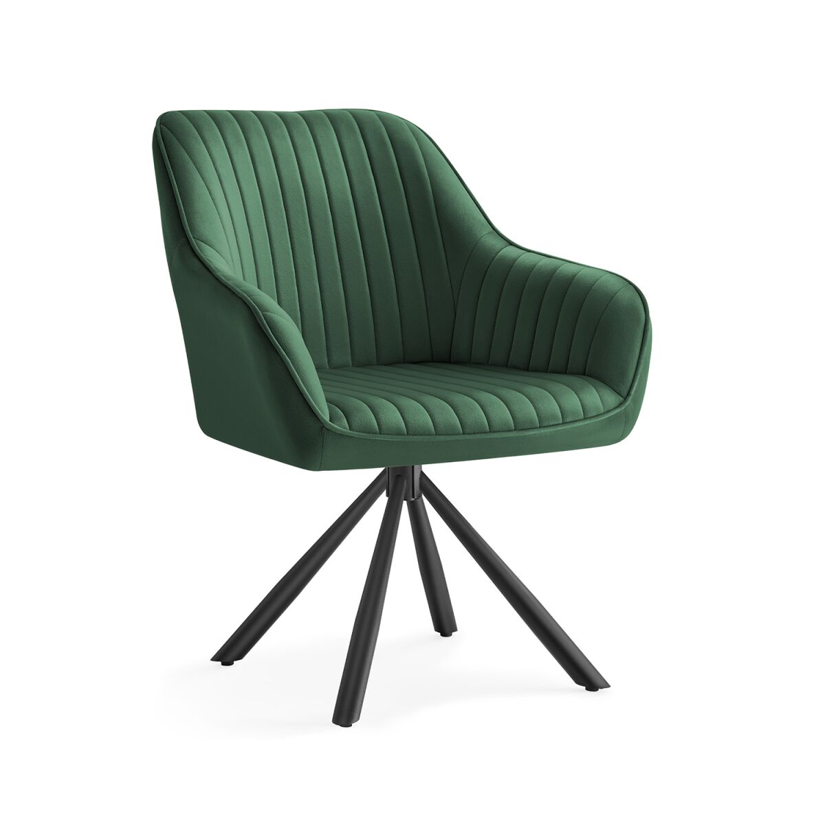 Dining Chair with Armrests in Green-Ink Black