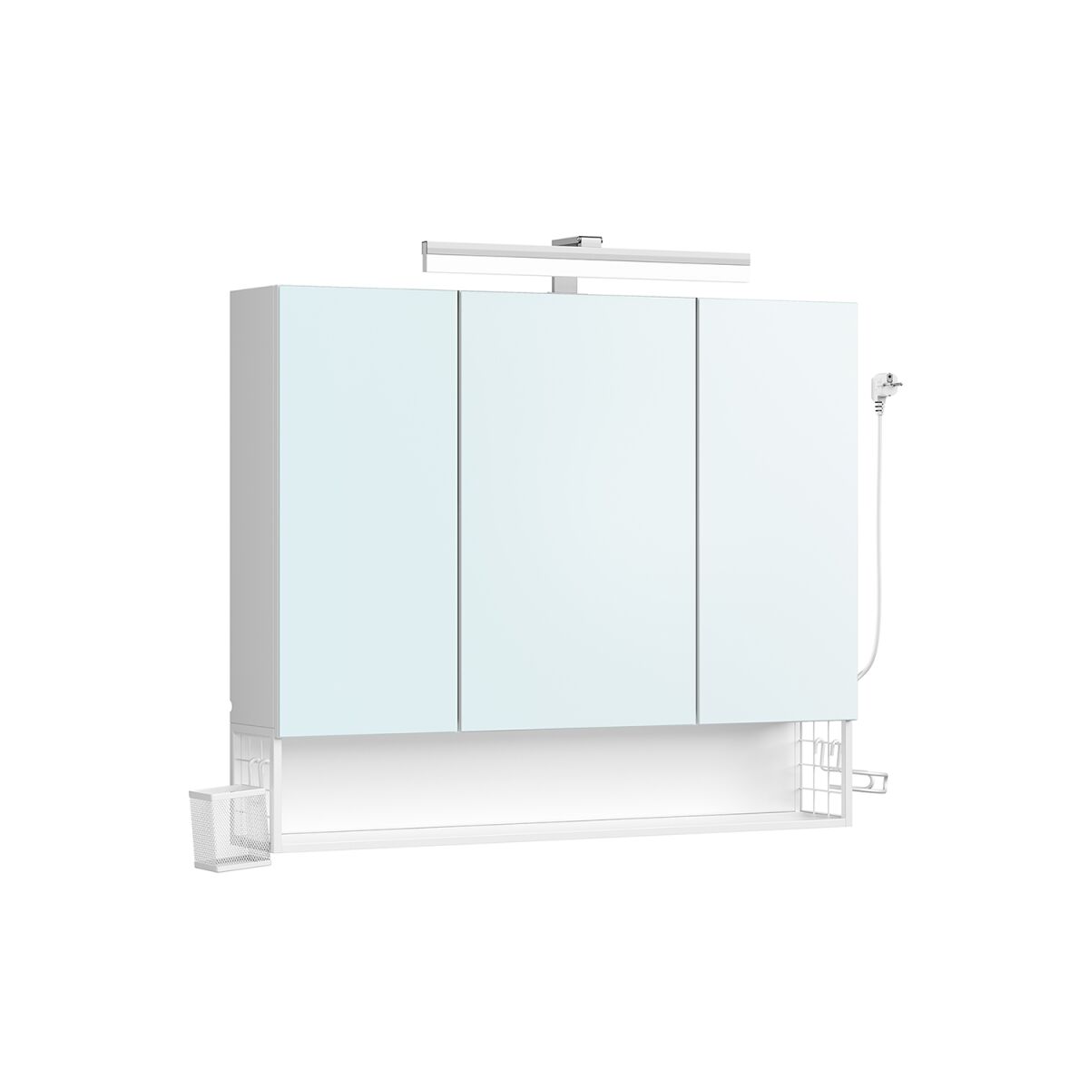 Bathroom Cabinet with 3 Doors, 16.5 x 90 x 75 cm, Cloud White