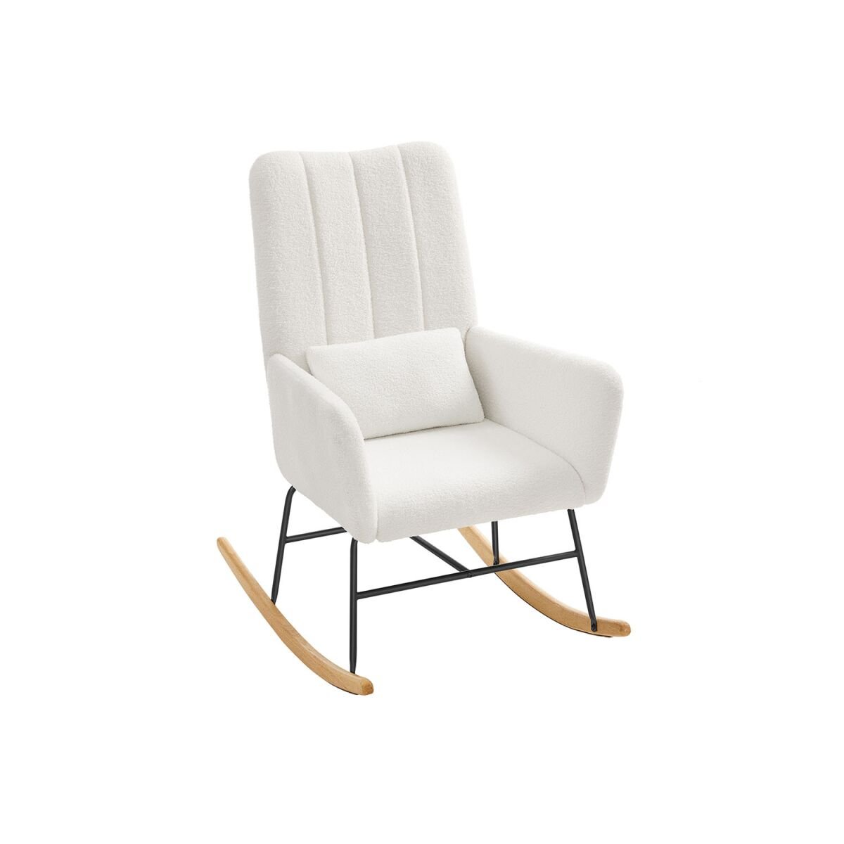 Rocking Chair with Fleece Upholstered Armrests Cream White