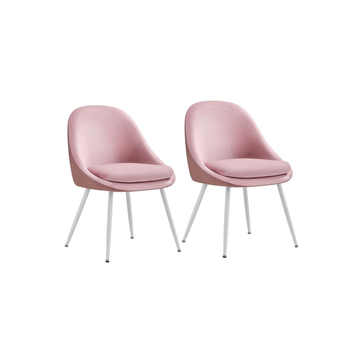 Dining Chair Set of 2 with Cushions in Pastel Pink and Cloud White