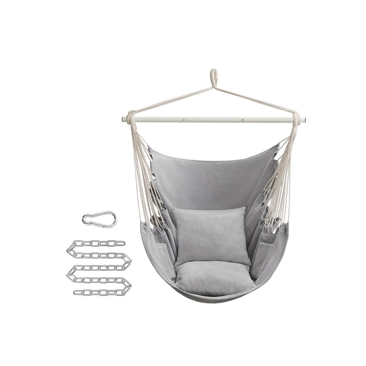 Hanging Chair with 2 Cushions and Metal Chain Dove Gray