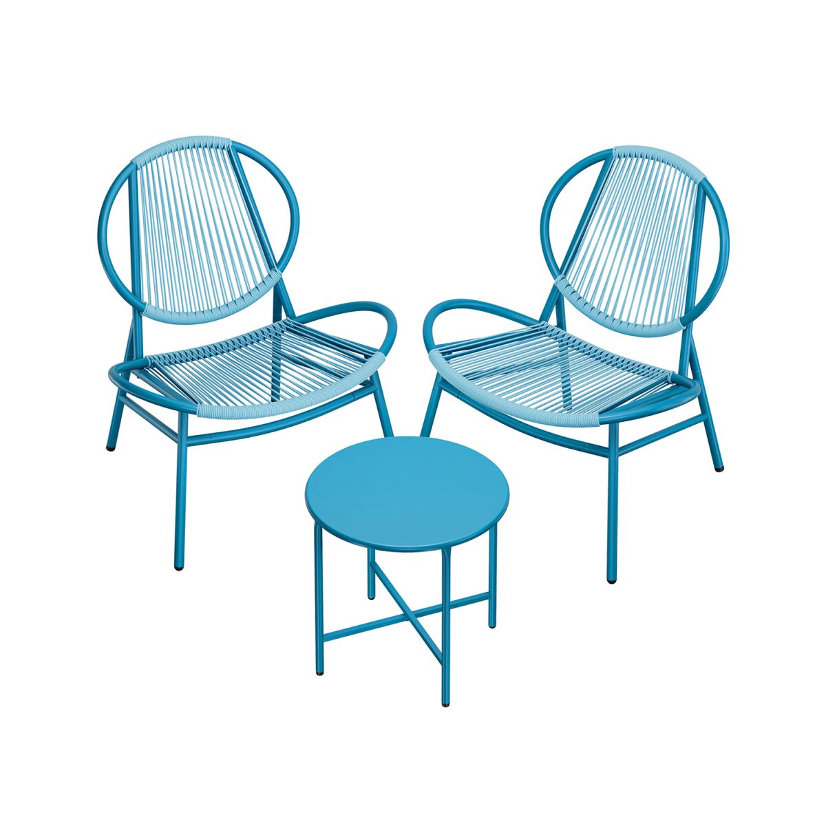 3-Piece Balcony Furniture Set with Table and 2 Chairs in Sea Blue