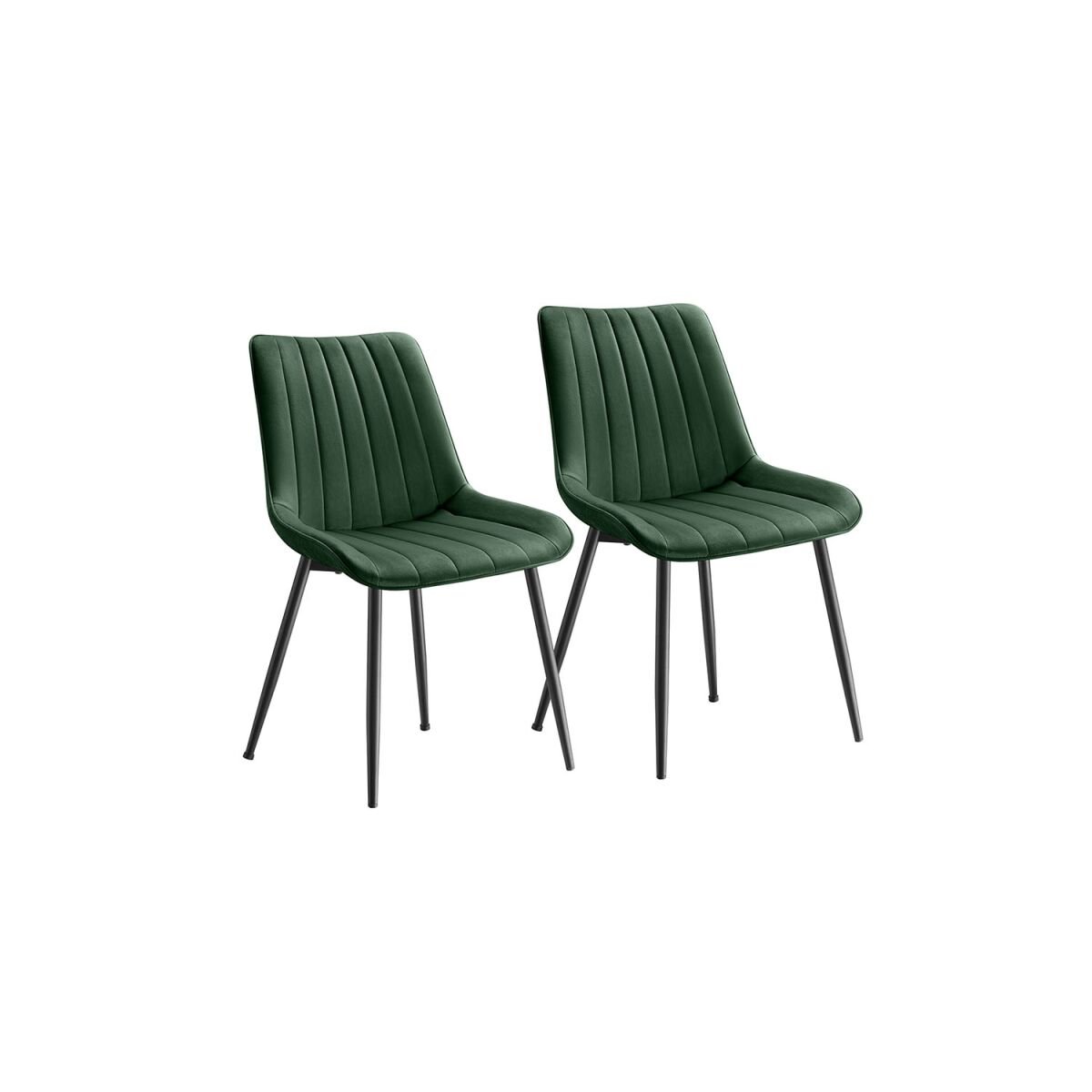 Dining Chair Set of 2 with Steel Legs Green-Ink Black