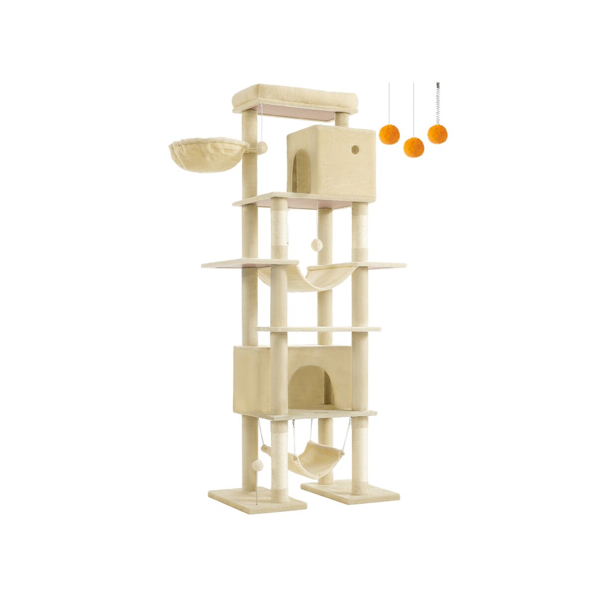 Cat Tree Large 201 cm High with Platform Beige