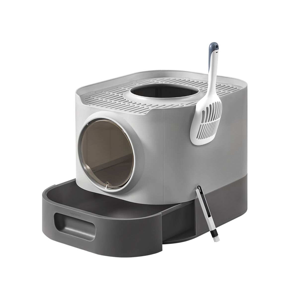 Covered Cat Litter Box with Slide-Out Tray Dove Grey-Slate Grey