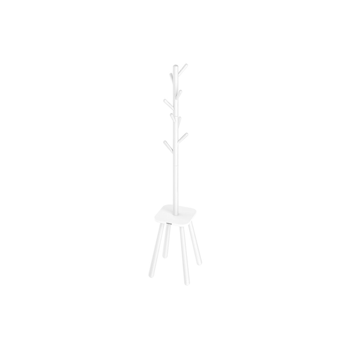 Coat Stand with 8 Hooks and Shelf in Cloud White