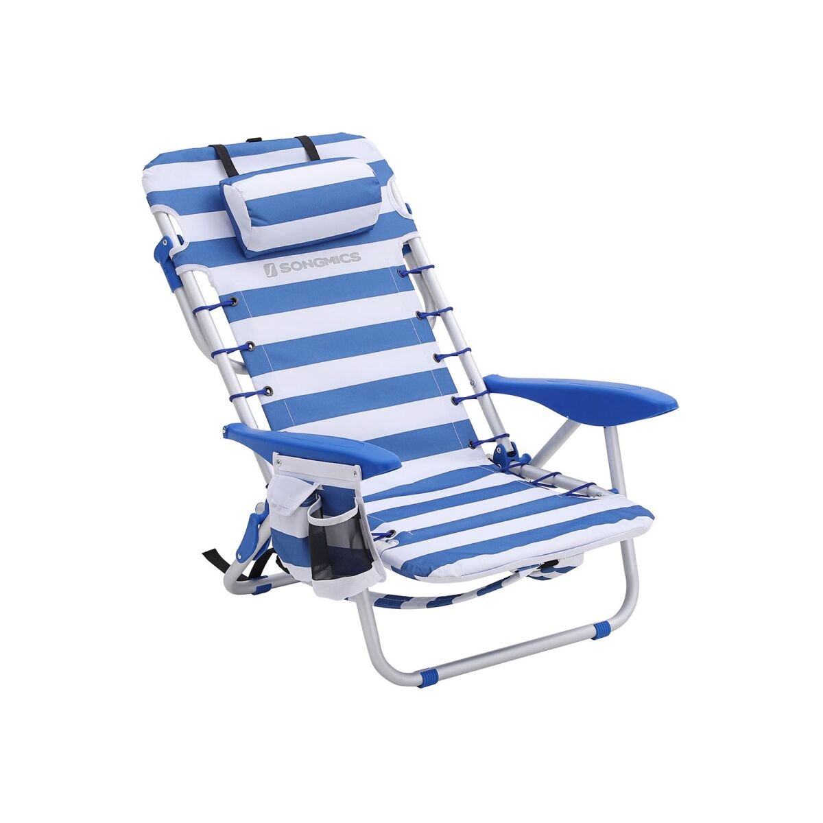 Beach Chair with Cushion Blue-White