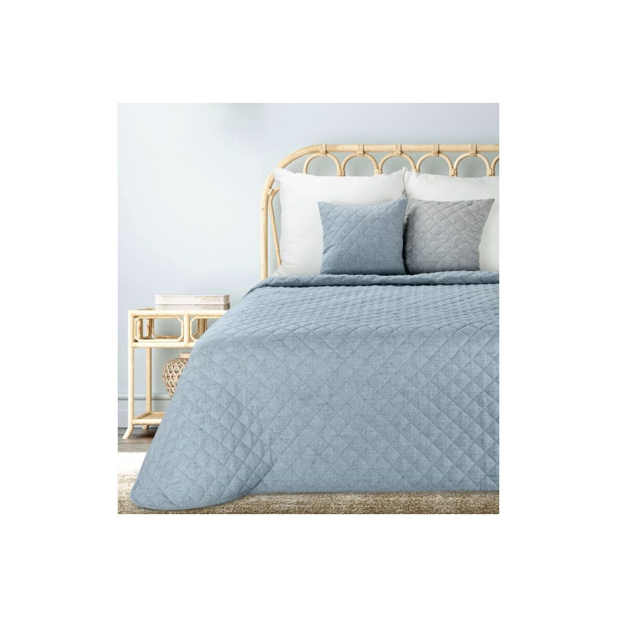 Linen Bedspread Blue 170 x 210 cm