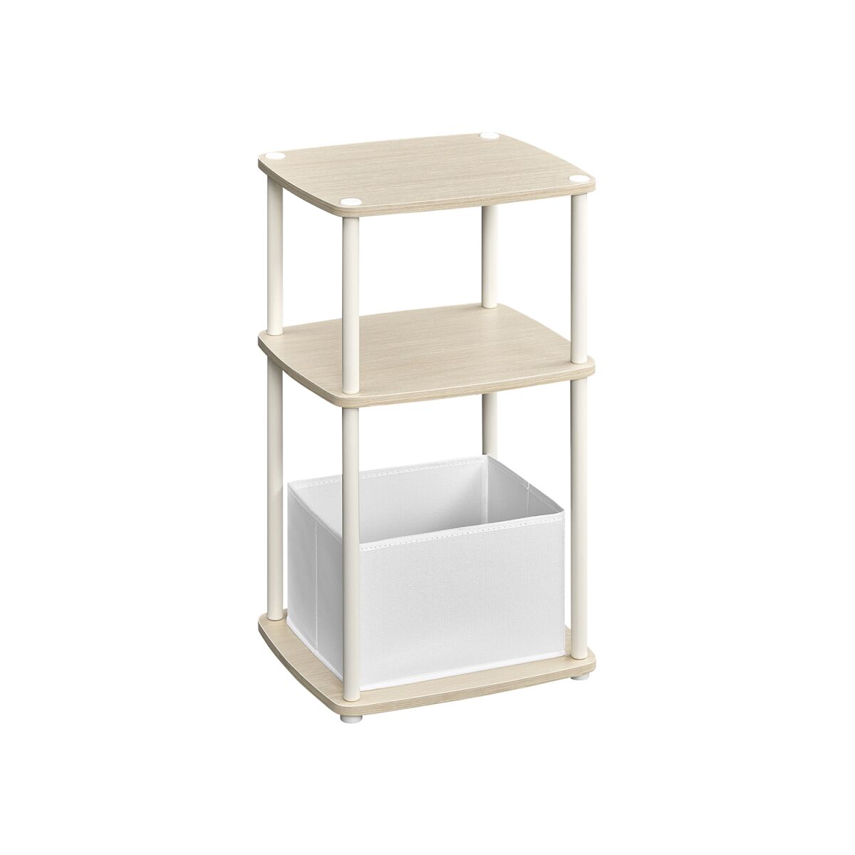 Side Table with 3 Shelves 30 x 34 x 58 cm Natural Beige