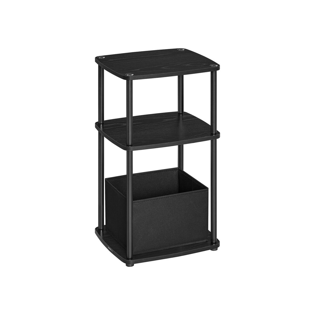 Side Table with 3 Shelves 30 x 34 x 58 cm Ebony Black