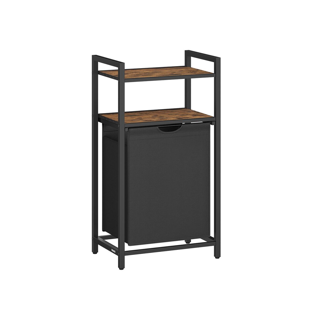 Laundry Basket with 2 Shelves 65 Liter Vintage Brown-Black