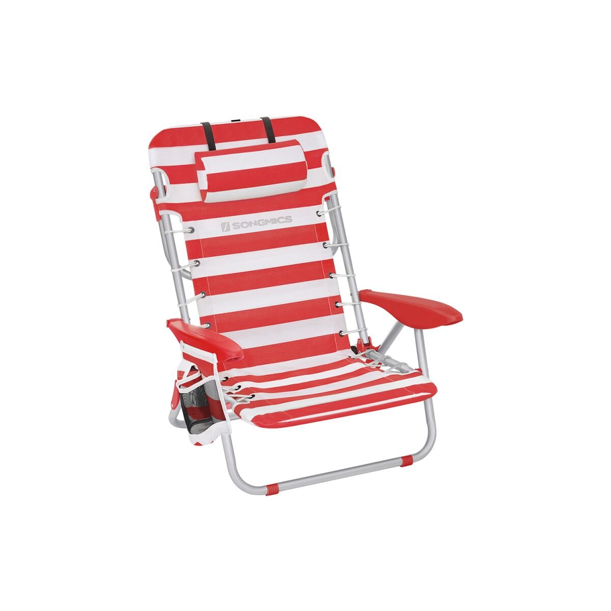 Camping Chair with Shoulder Straps and Armrests Red-White