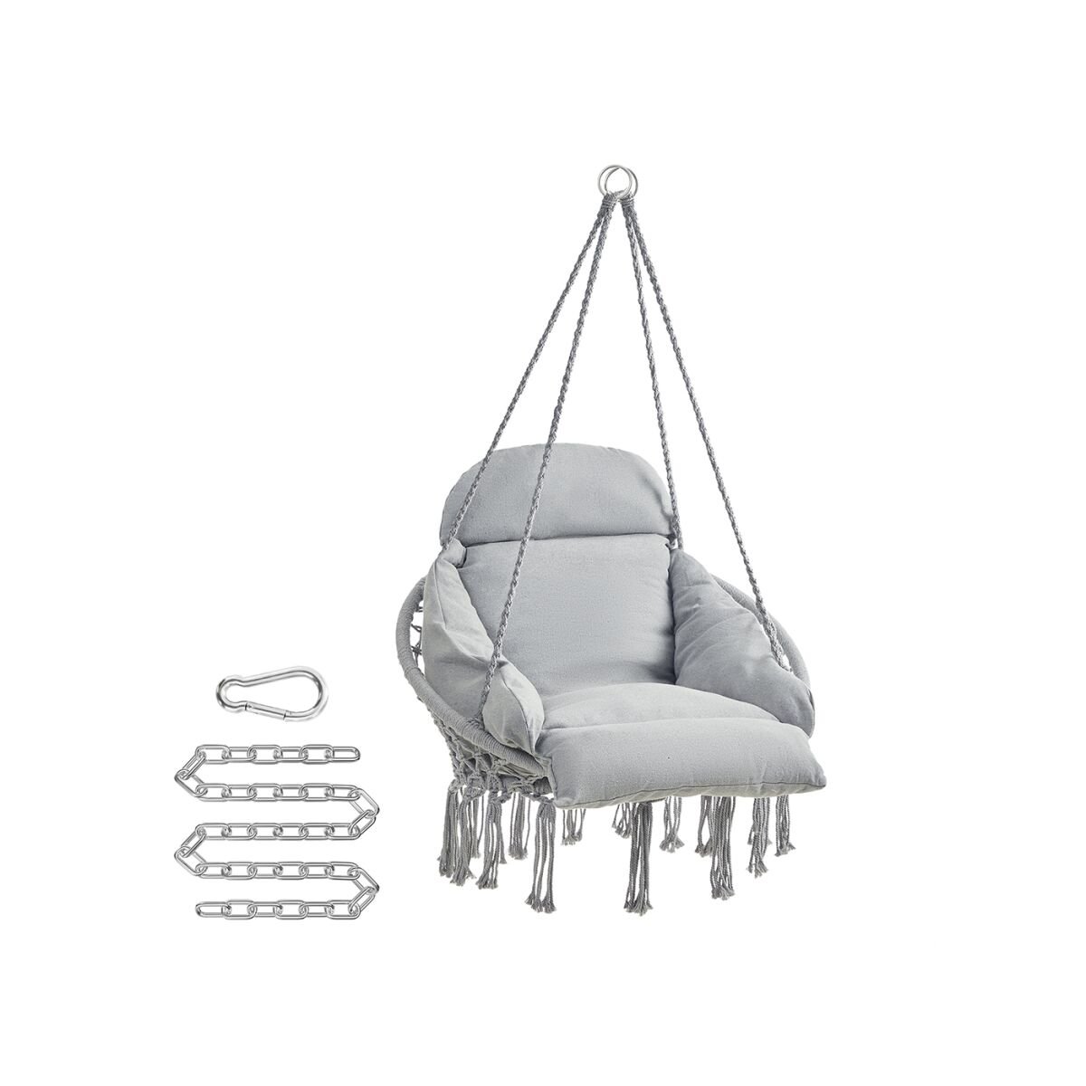 Hanging Chair with Thick Cushion Dove Grey