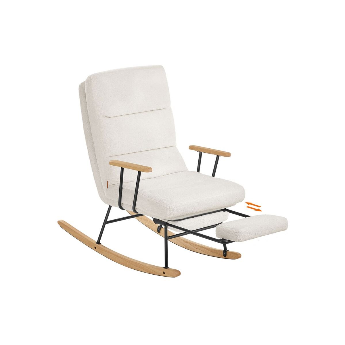 Rocking Chair with Rubberwood Legs Cream White