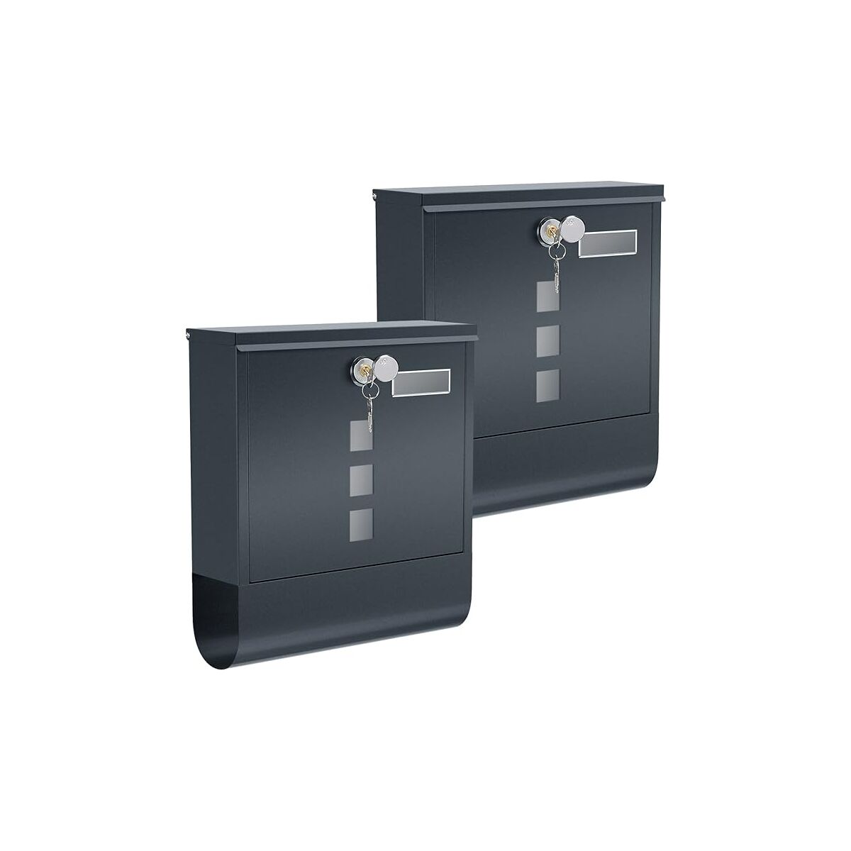 Mailbox Set, Wall-Mounted Mailbox, Lock with Copper Cylinder, Rotatable Cover, Newspaper Compartment, Viewing Window, Nameplate Holder, Lockable, Anthracite GMB20AG02