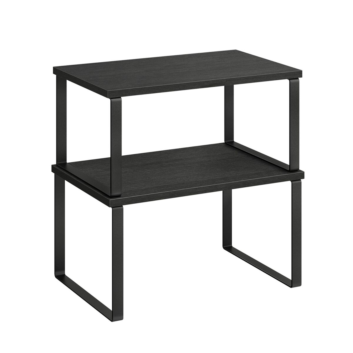 Stackable Kitchen Shelf 2-Piece Set, Inky Black-Ebony