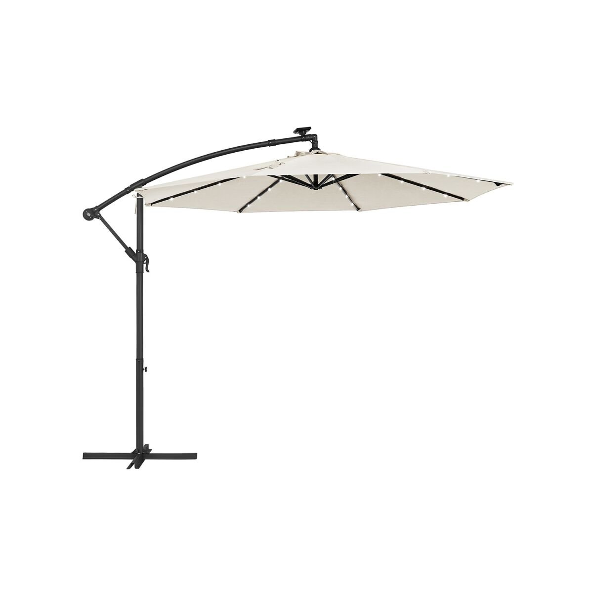 Parasol with LED Solar Lighting and Crank