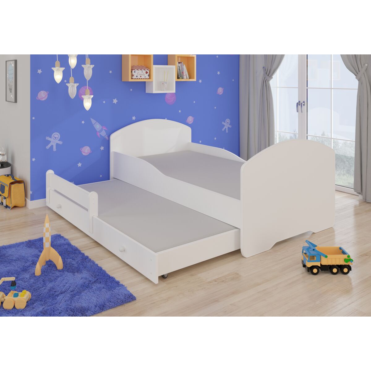 Двуспальная кровать с матрасами PEPE II 160×80 — White Двуспальная кровать с матрасами PEPE II 160×80 — White