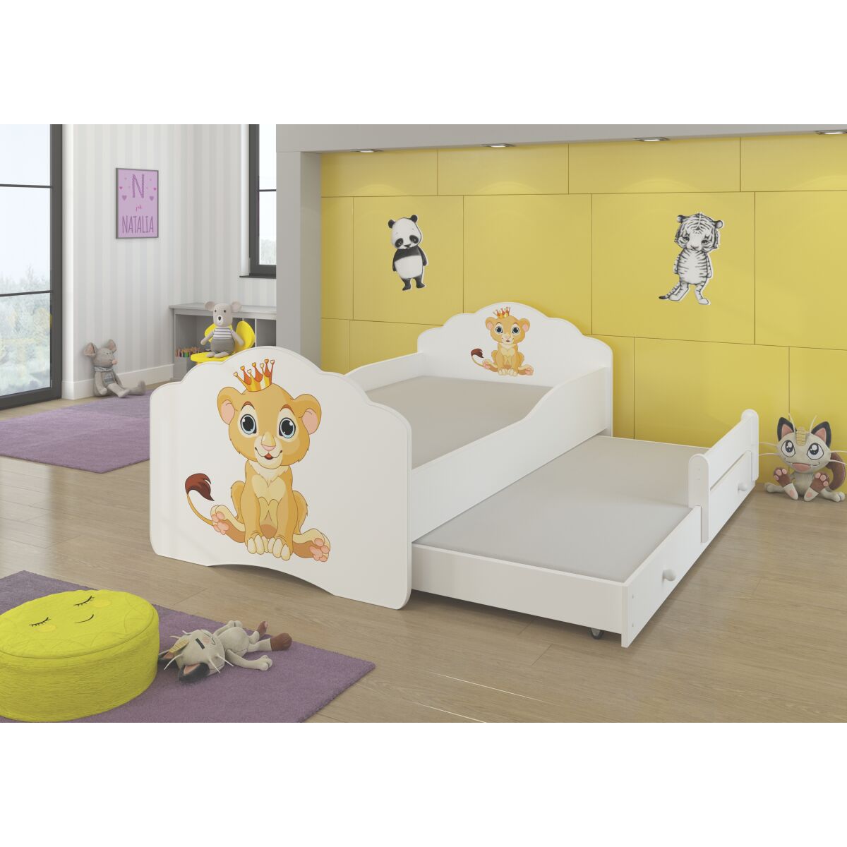 Двуспальная кровать с матрасами CASIMO II 160×80 — White + LION Двуспальная кровать с матрасами CASIMO II 160×80 — White + LION