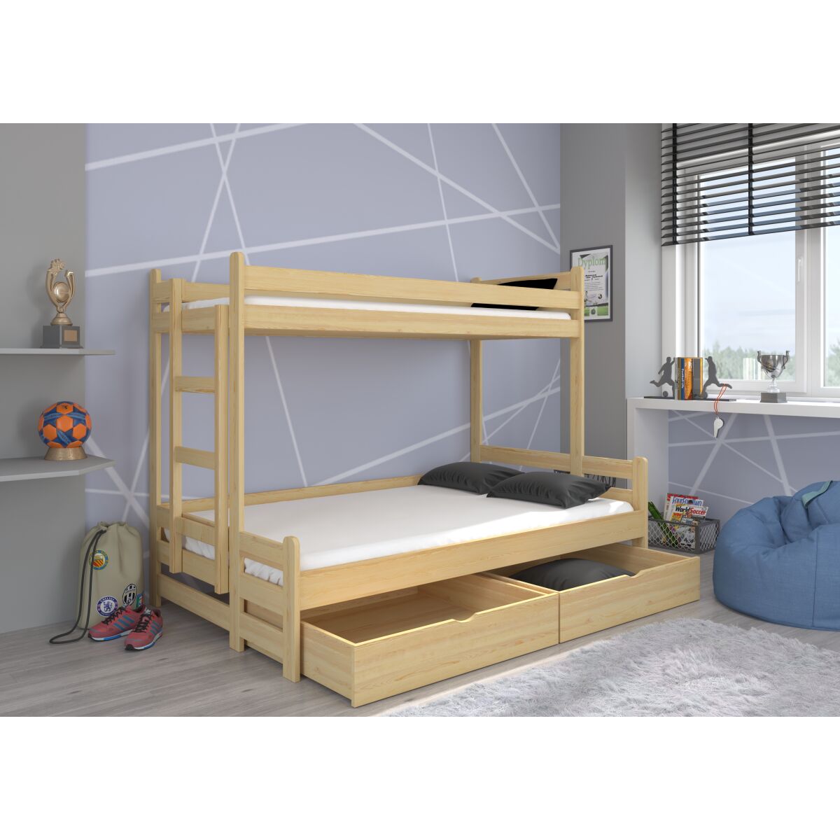 Three-poster bunk bed BENITO