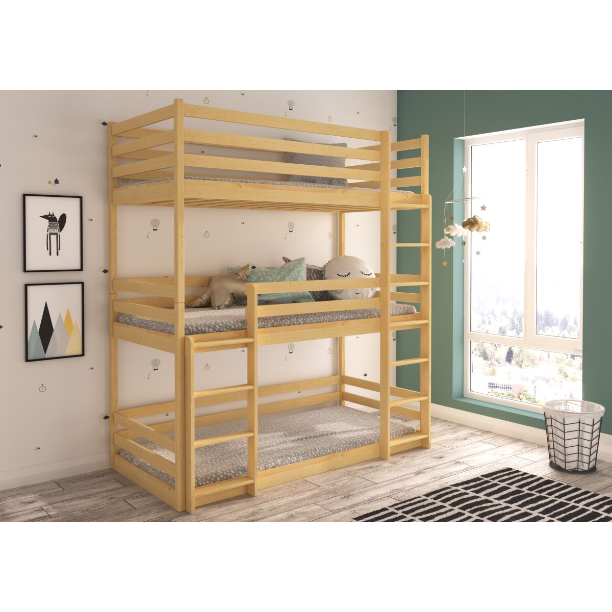 Three-poster bunk bed TEDRO