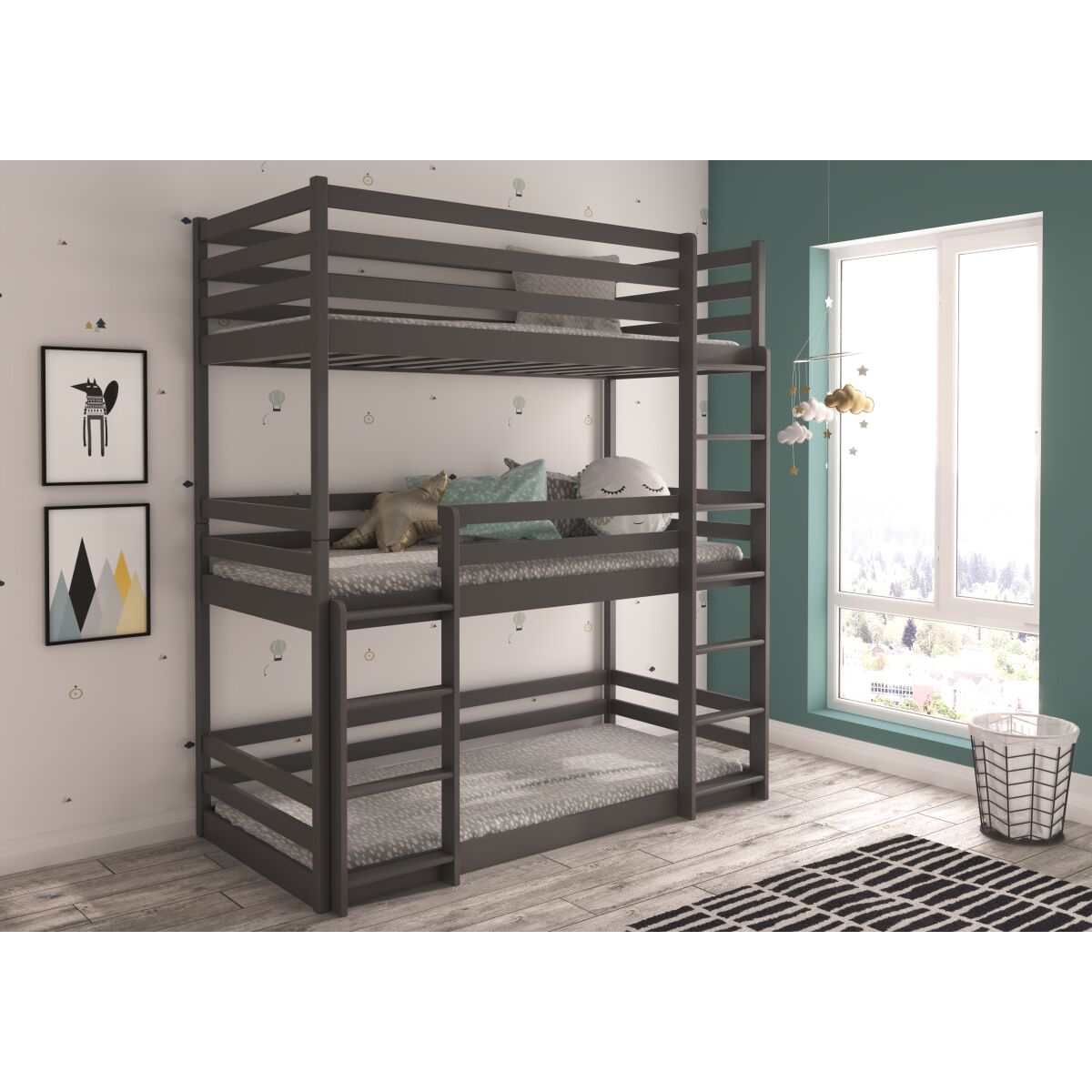 Three-poster bunk bed TEDRO