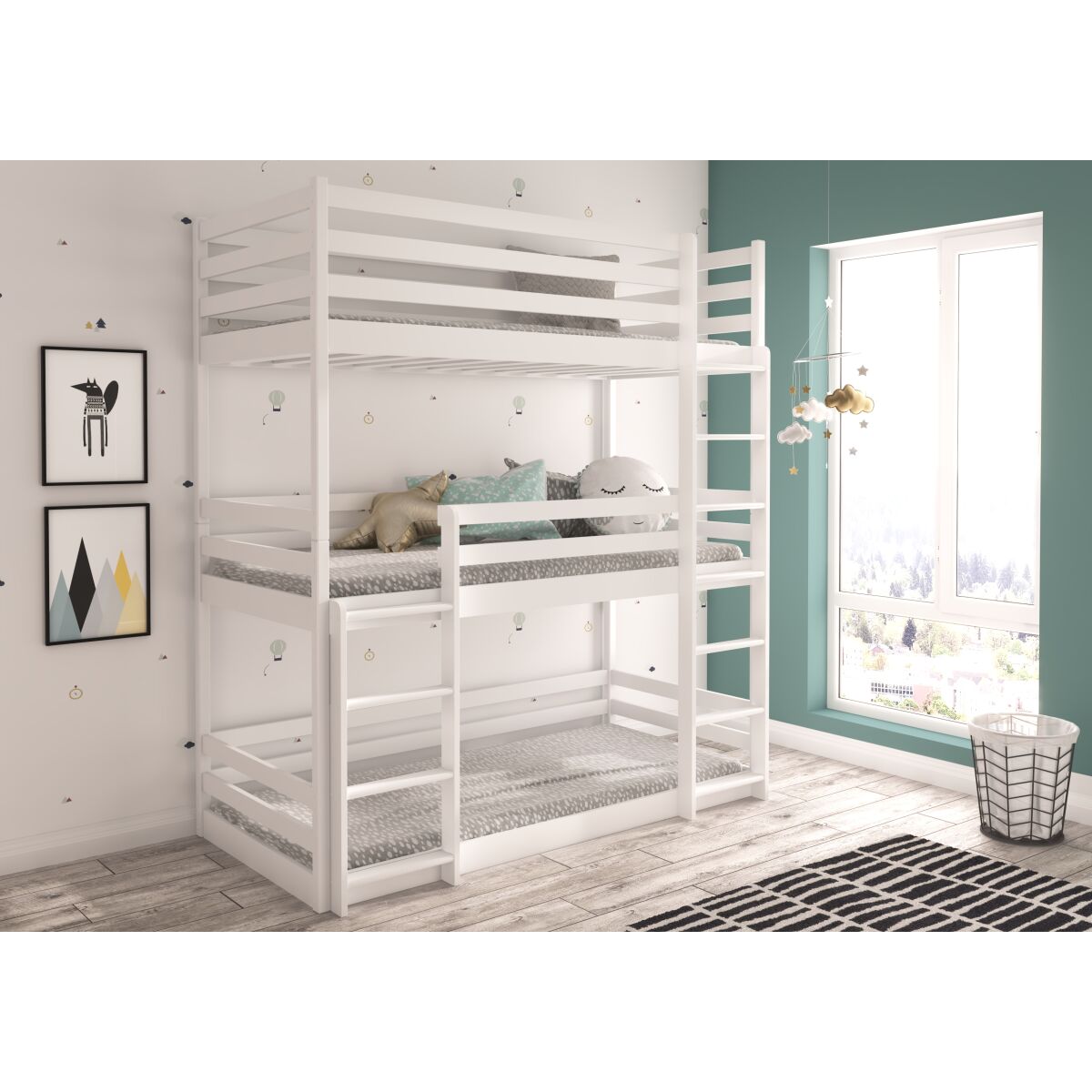 Three-poster bunk bed TEDRO