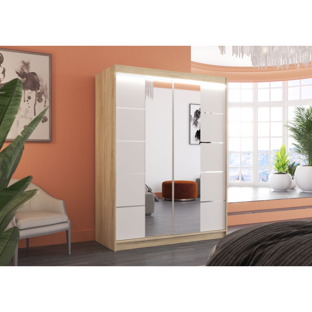 Sliding wardrobe with mirror NORDIC 150