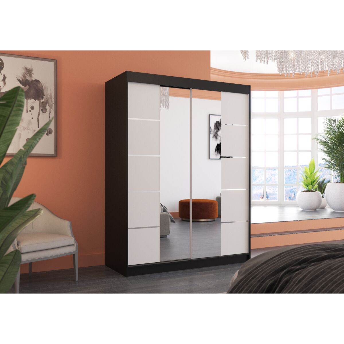 Sliding wardrobe with mirror NORDIC 150 Sliding wardrobe with mirror NORDIC 150