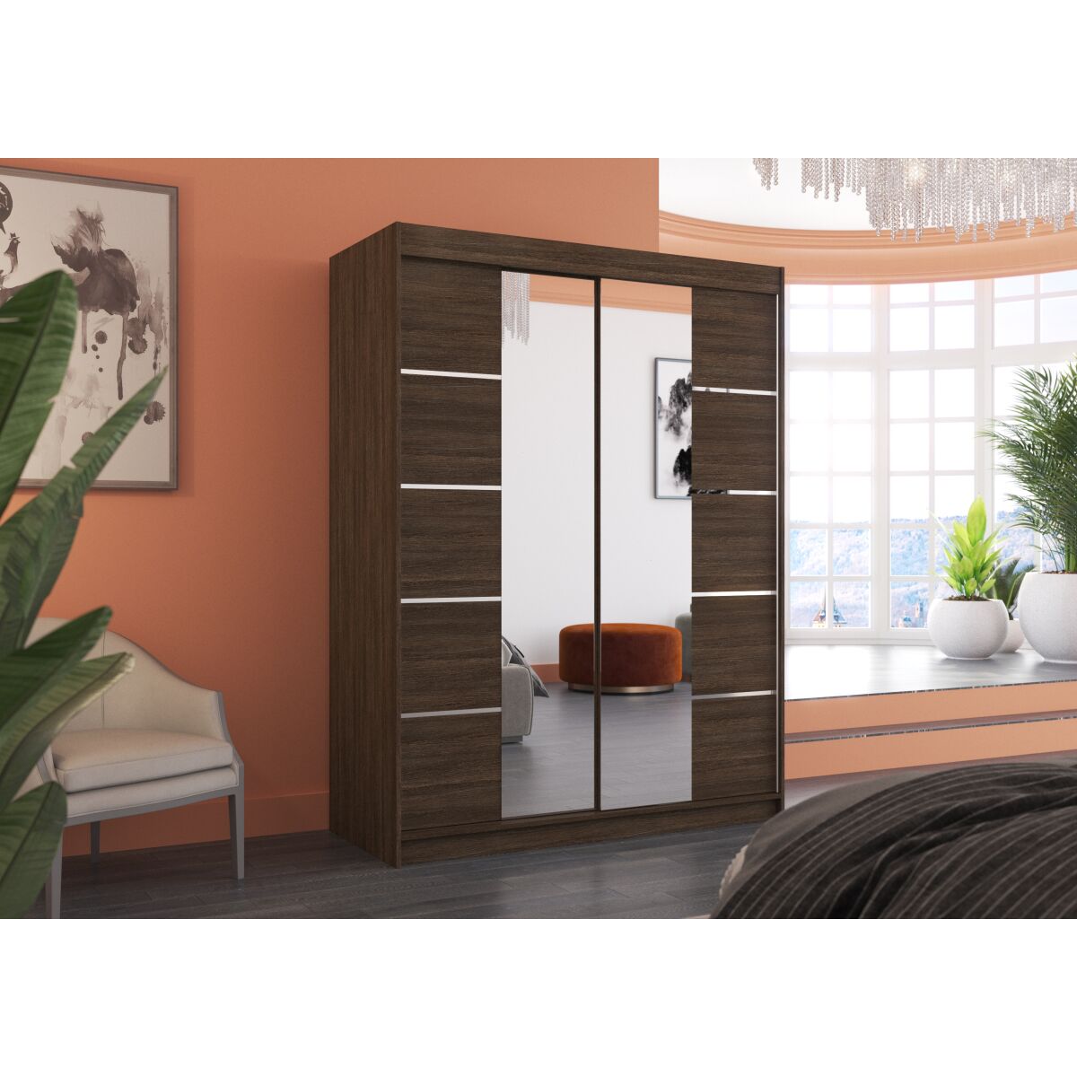 Sliding wardrobe with mirror NORDIC 150 Sliding wardrobe with mirror NORDIC 150