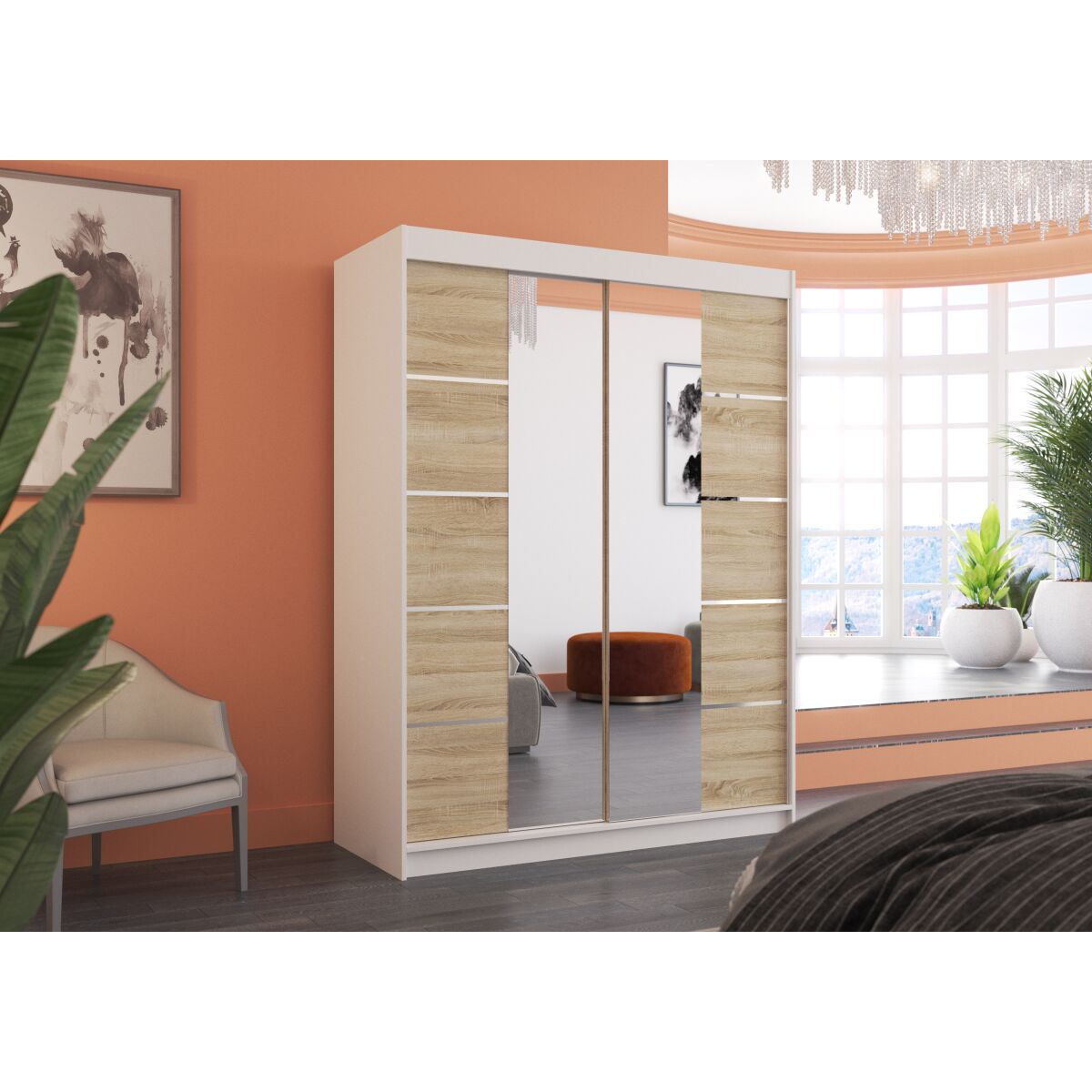 Sliding wardrobe with mirror NORDIC 150 Sliding wardrobe with mirror NORDIC 150