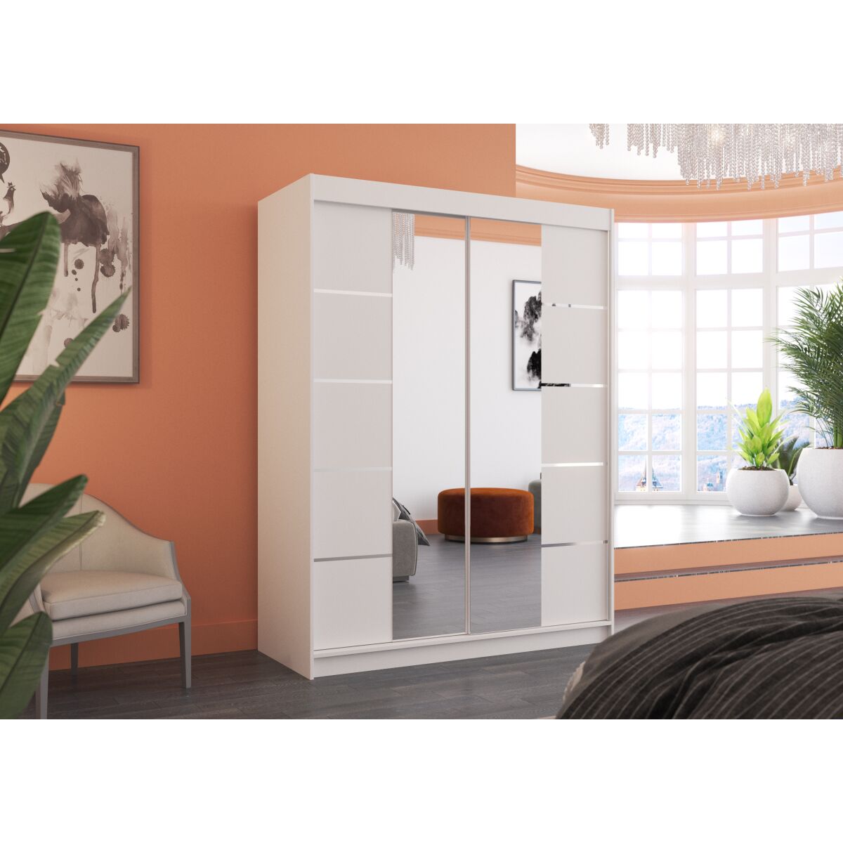 Sliding wardrobe with mirror NORDIC 150 Sliding wardrobe with mirror NORDIC 150