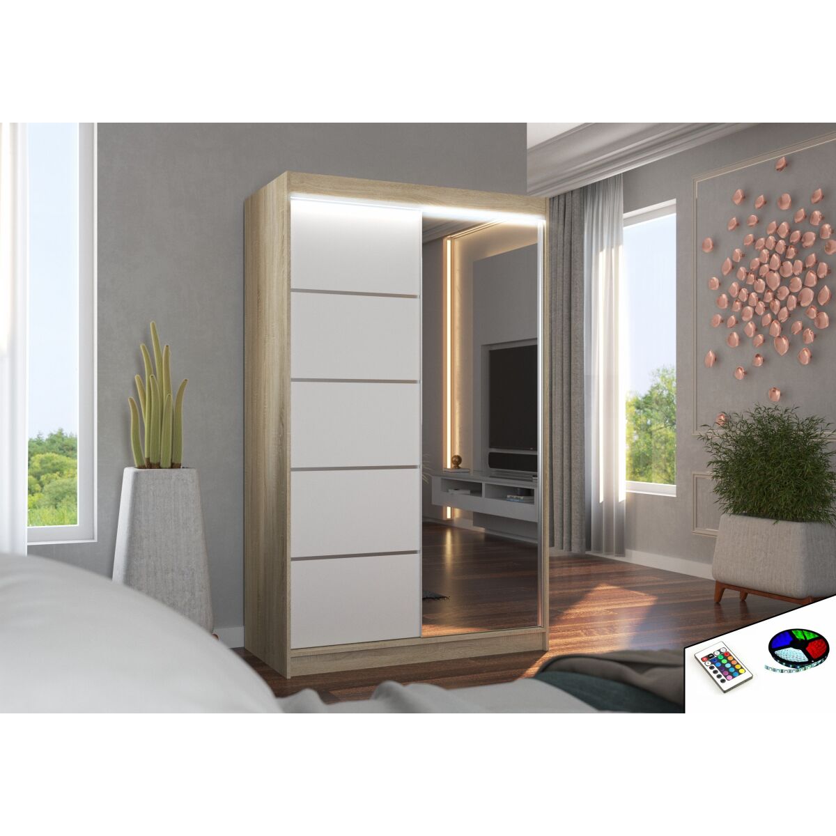 Sliding wardrobe with mirror NICEA 120