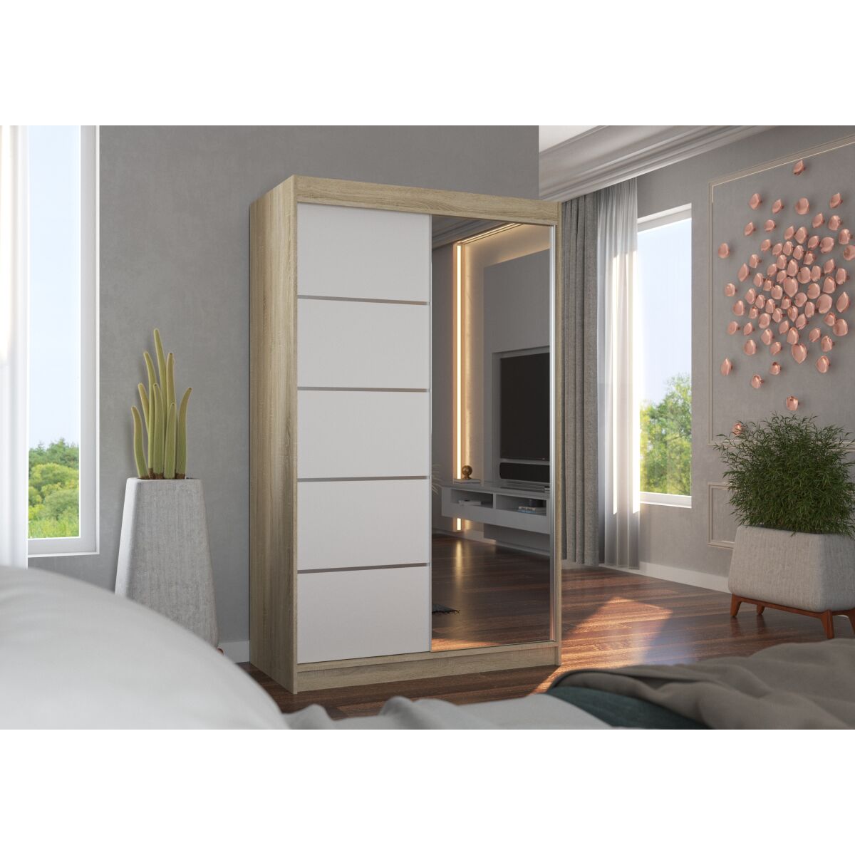 Sliding wardrobe with mirror NICEA 120 Sliding wardrobe with mirror NICEA 120