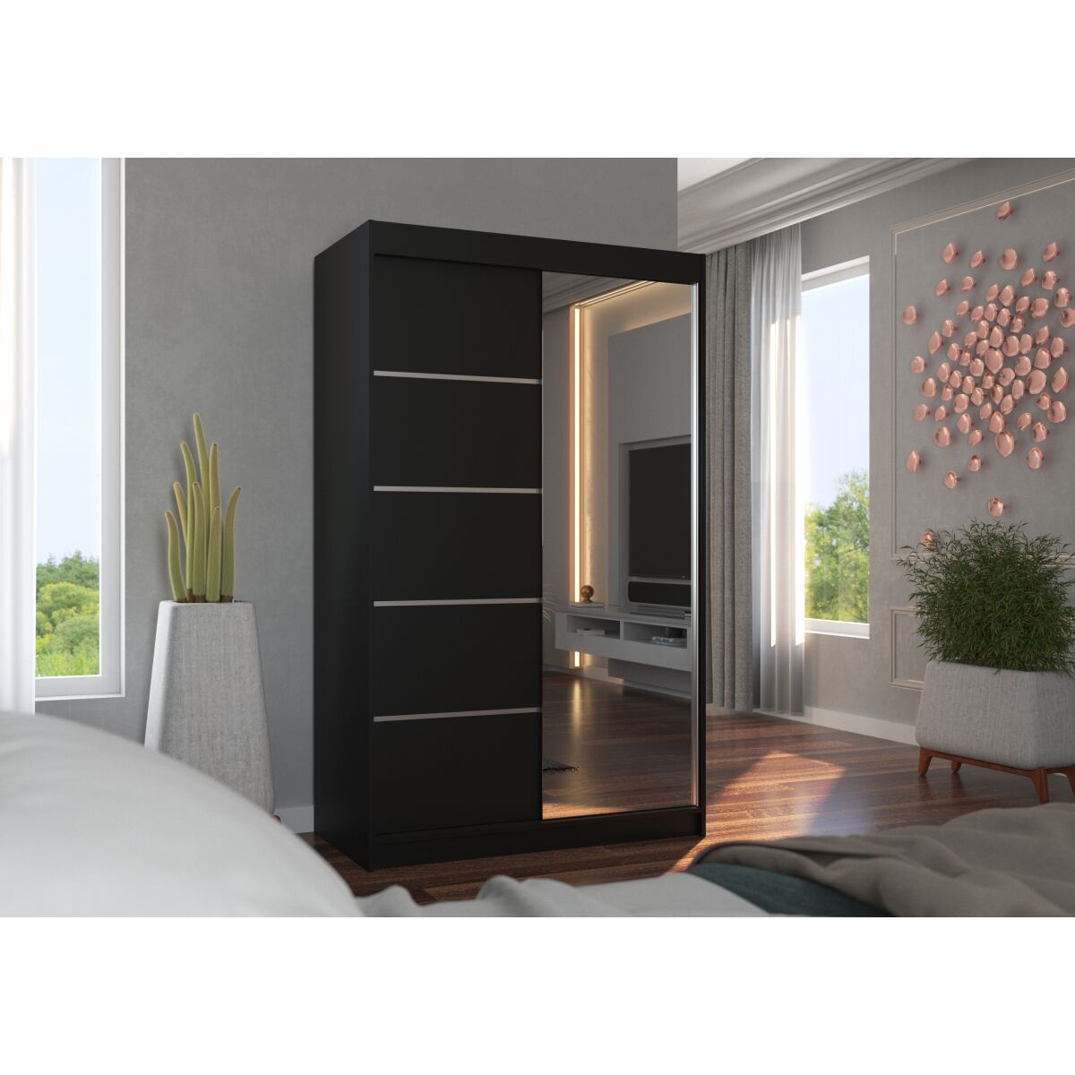 Sliding wardrobe with mirror NICEA 120 Sliding wardrobe with mirror NICEA 120