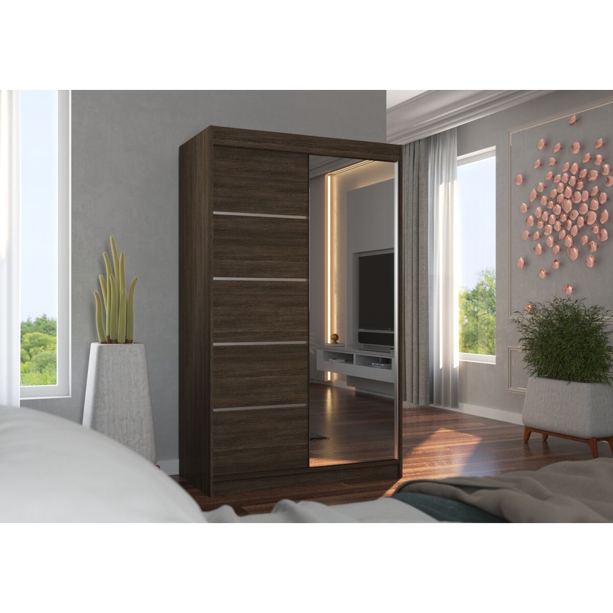 Sliding wardrobe with mirror NICEA 120 Sliding wardrobe with mirror NICEA 120