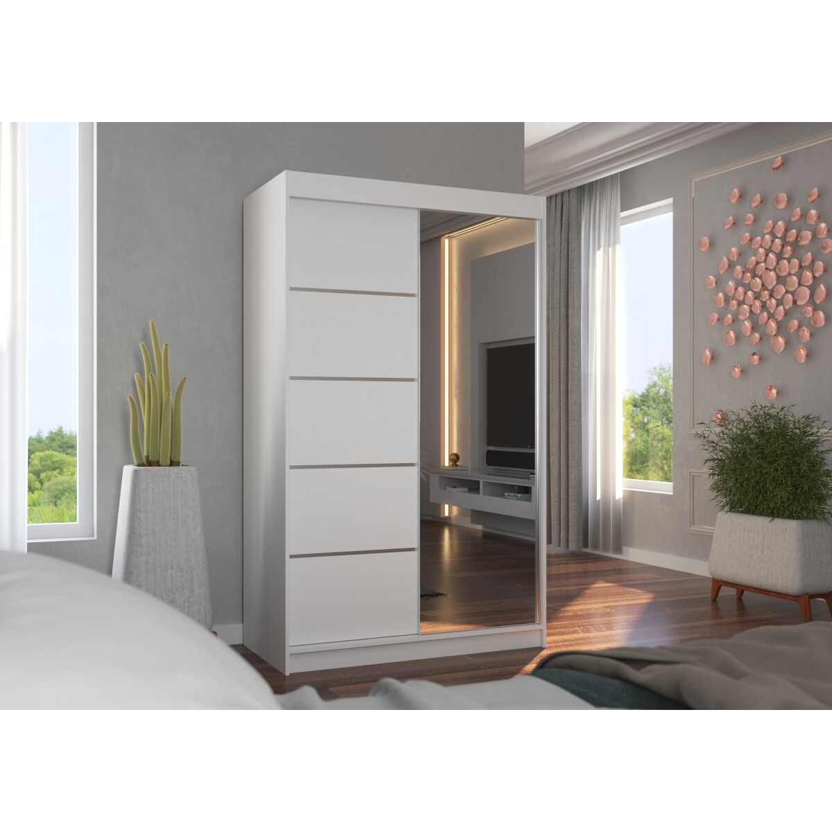 Sliding wardrobe with mirror NICEA 120 Sliding wardrobe with mirror NICEA 120