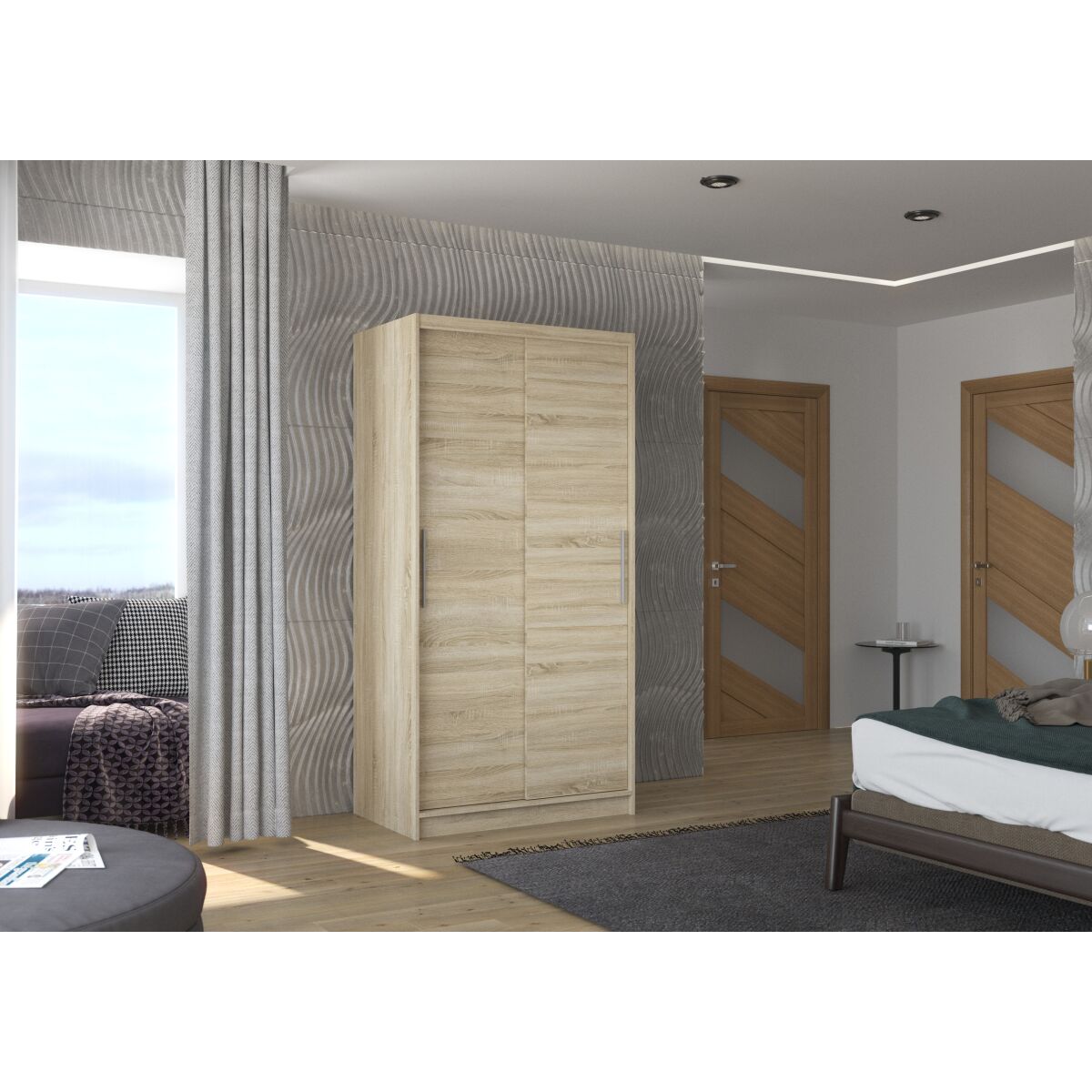 Sliding wardrobe ASTEN 100 – Sonoma + Sonoma Sliding wardrobe ASTEN 100 – Sonoma + Sonoma