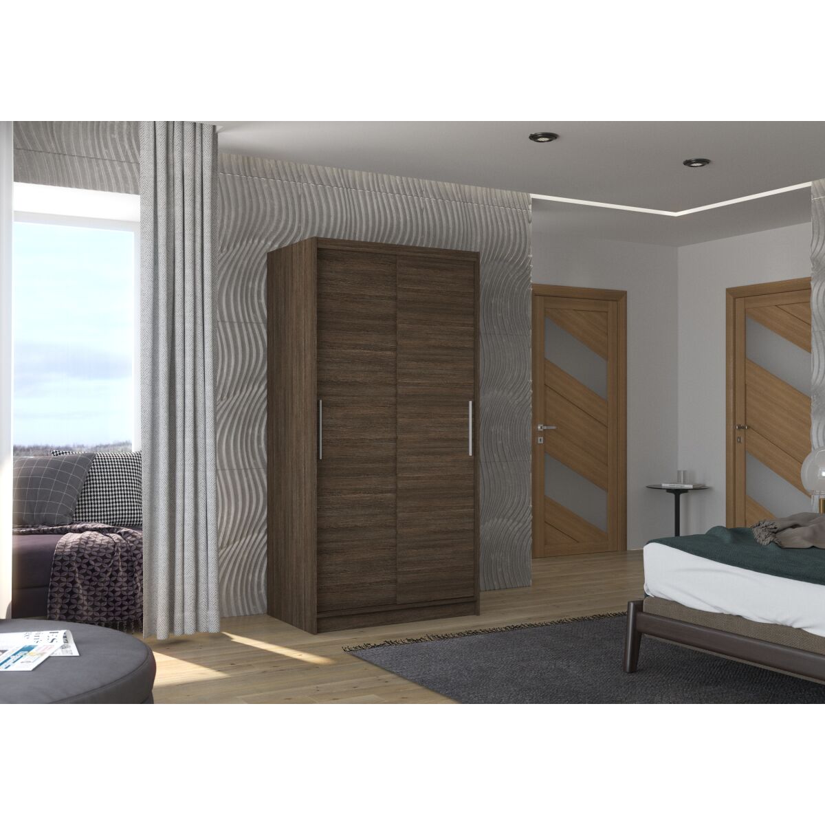 Sliding wardrobe ASTEN 100 – Choco + Choco Sliding wardrobe ASTEN 100 – Choco + Choco