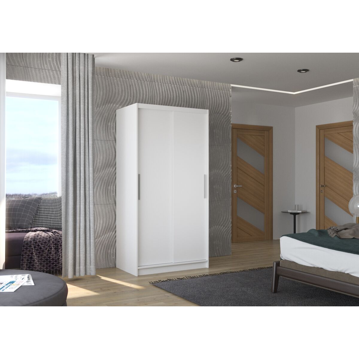 Sliding wardrobe ASTEN 100 – White + White Sliding wardrobe ASTEN 100 – White + White