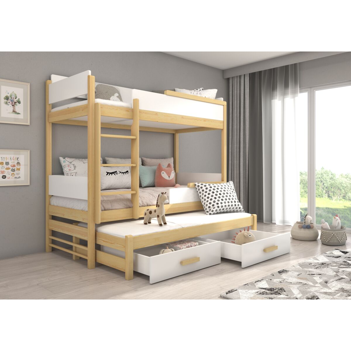 Three-person bunk bed QUEEN