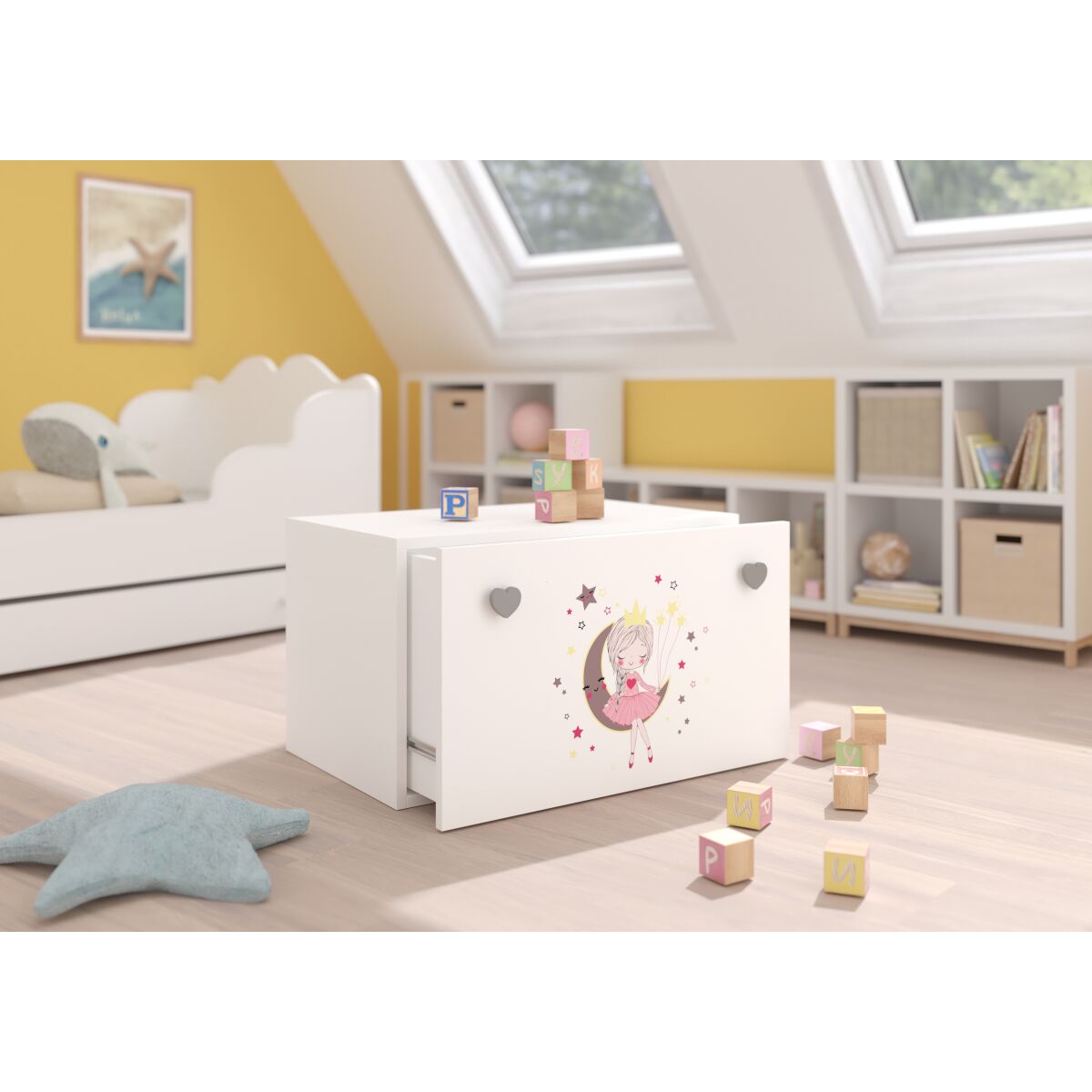 Toy box INGA – White + Gray + SLEEPING PRINCESS Toy box INGA – White + Gray + SLEEPING PRINCESS