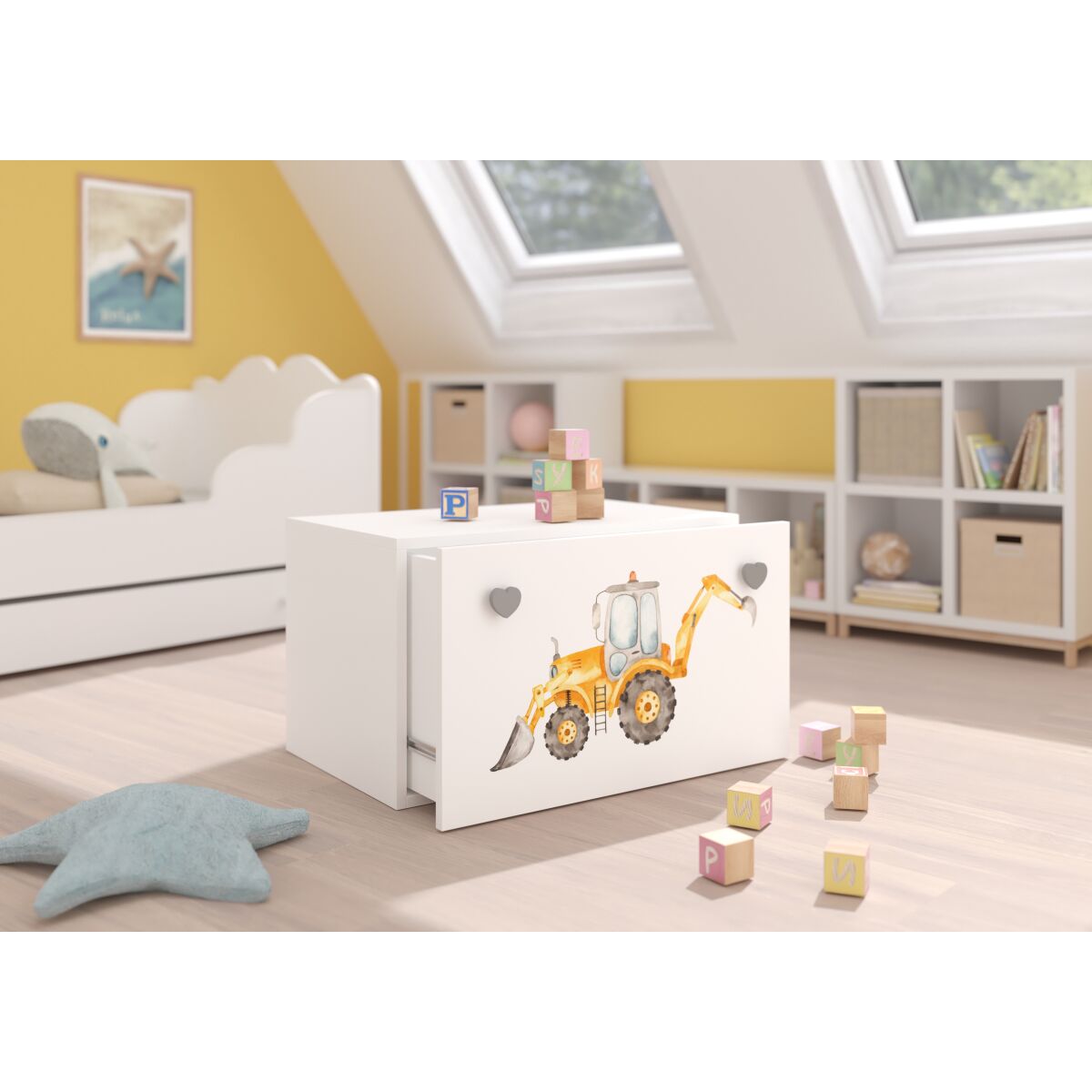 Toy box INGA – White + Gray + DIGGER Toy box INGA – White + Gray + DIGGER