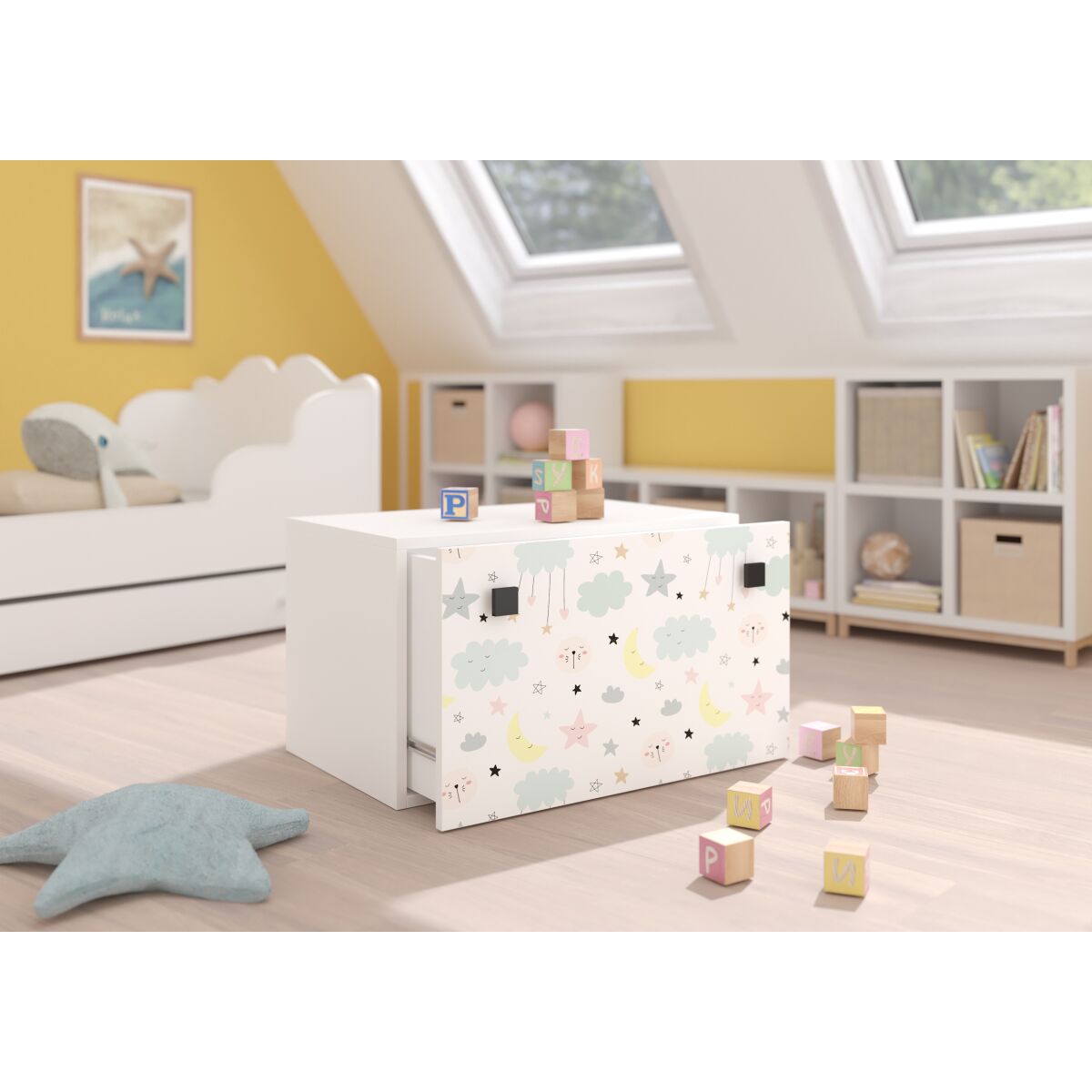 Toy box INGA – White + Black + GALAXY Toy box INGA – White + Black + GALAXY