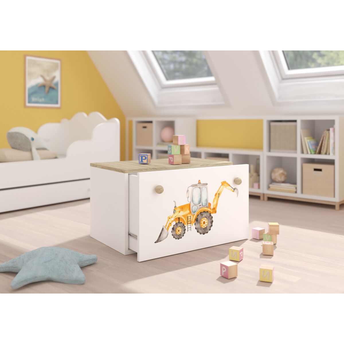 Toy box INGA – White + Sonoma + DIGGER Toy box INGA – White + Sonoma + DIGGER